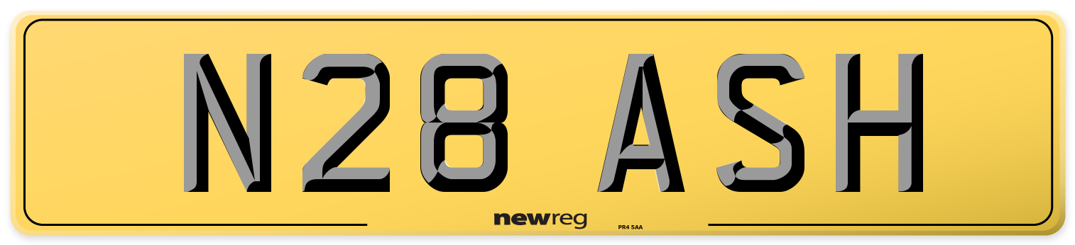 N28 ASH Rear Number Plate