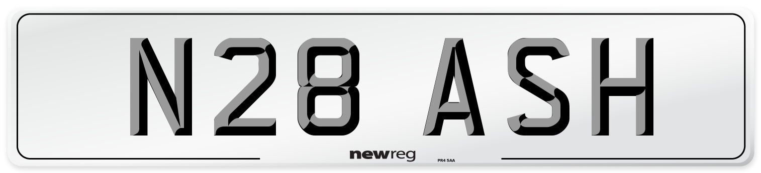 N28 ASH Front Number Plate