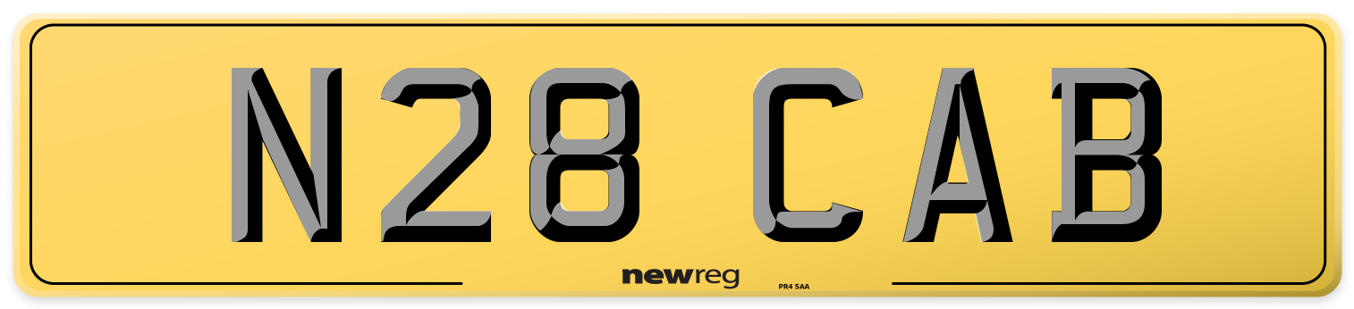 N28 CAB Rear Number Plate