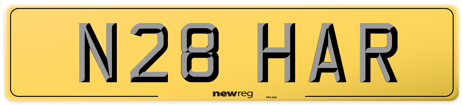 N28 HAR Rear Number Plate