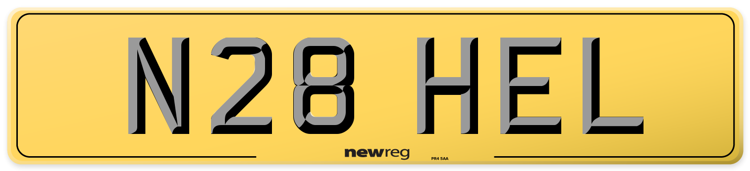 N28 HEL Rear Number Plate