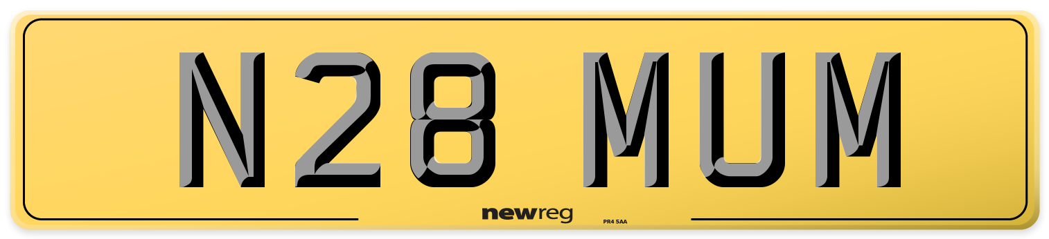 N28 MUM Rear Number Plate
