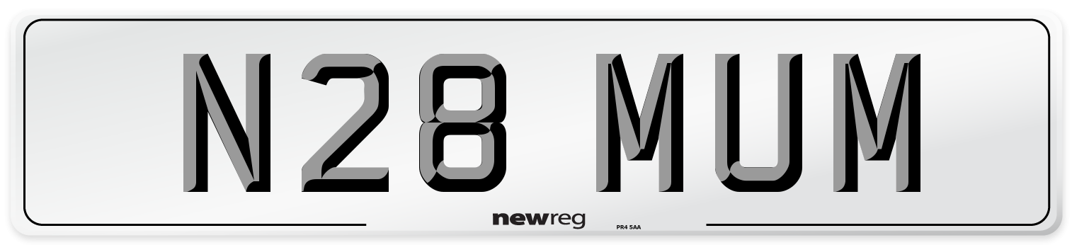 N28 MUM Front Number Plate