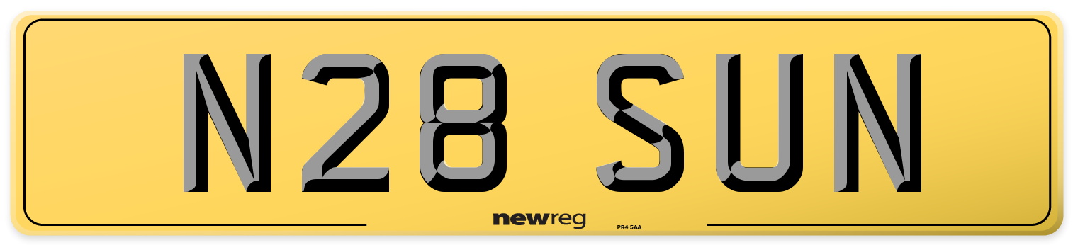 N28 SUN Rear Number Plate