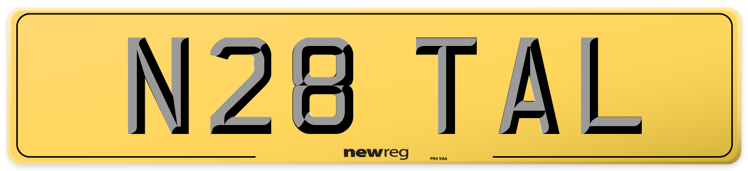 N28 TAL Rear Number Plate