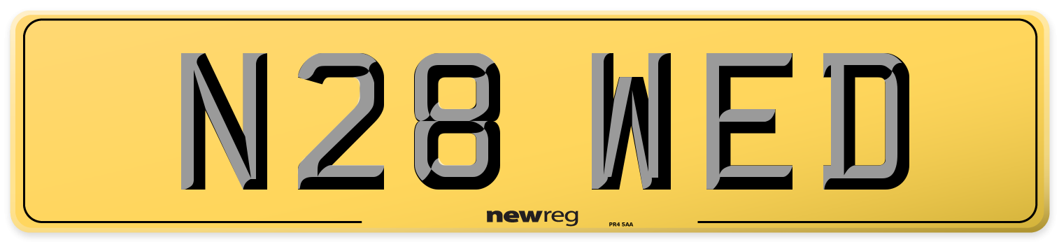 N28 WED Rear Number Plate
