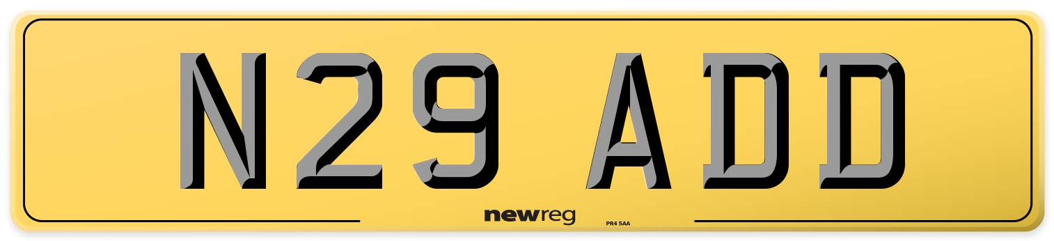 N29 ADD Rear Number Plate