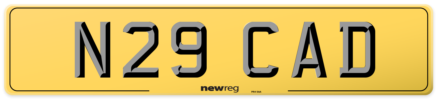 N29 CAD Rear Number Plate