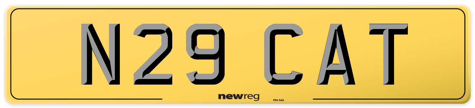 N29 CAT Rear Number Plate