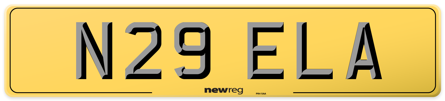 N29 ELA Rear Number Plate