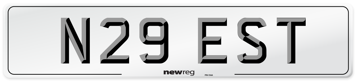 N29 EST Front Number Plate