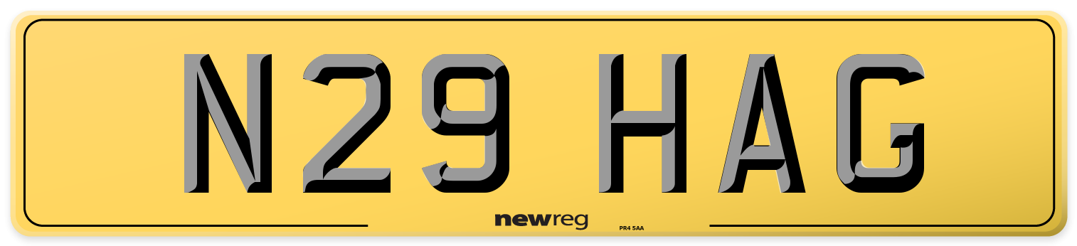 N29 HAG Rear Number Plate