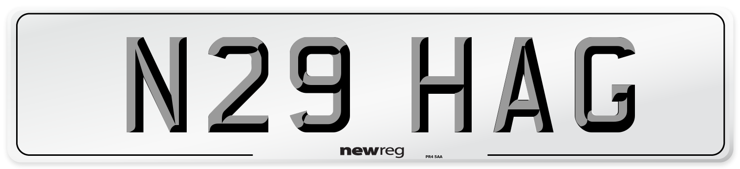 N29 HAG Front Number Plate