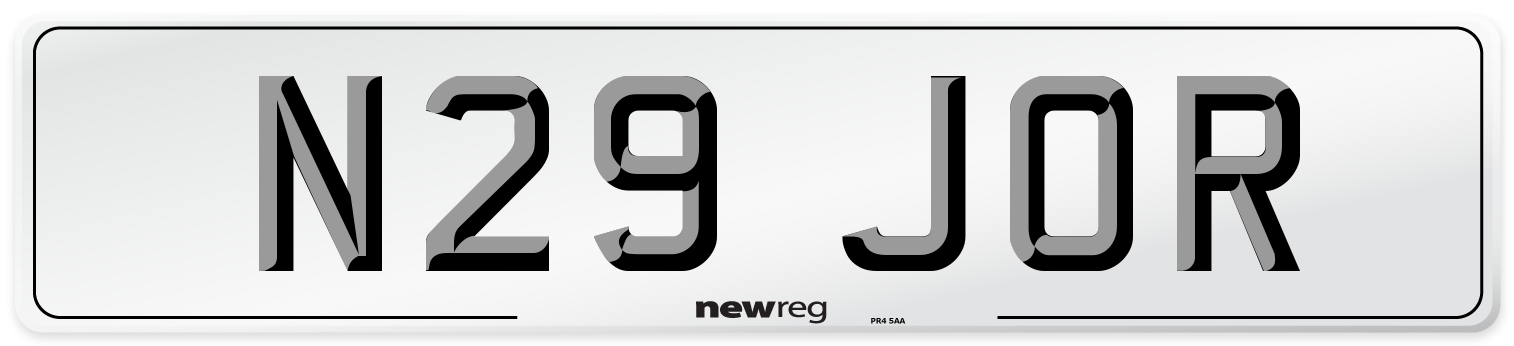 N29 JOR Front Number Plate