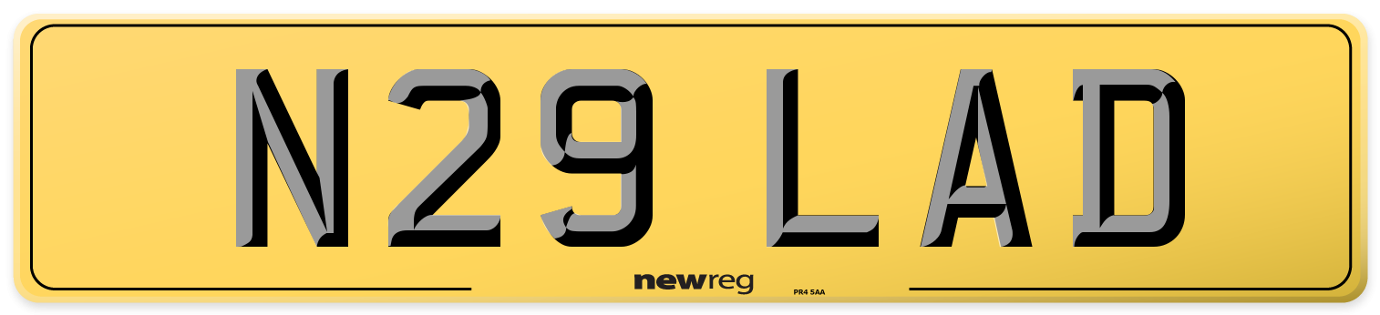 N29 LAD Rear Number Plate