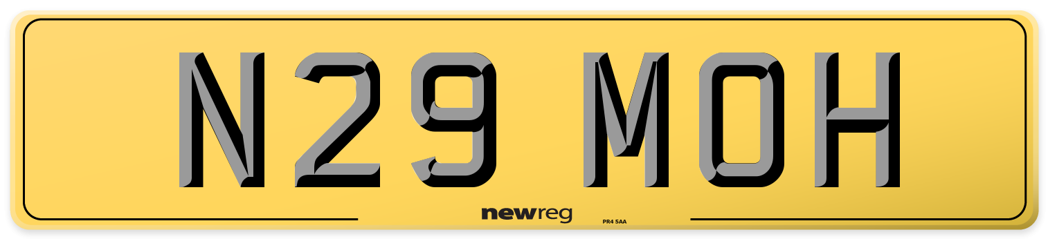 N29 MOH Rear Number Plate