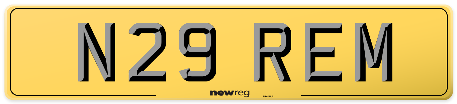 N29 REM Rear Number Plate