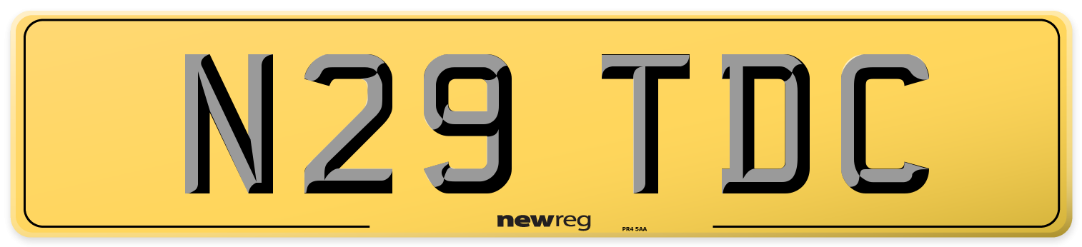 N29 TDC Rear Number Plate