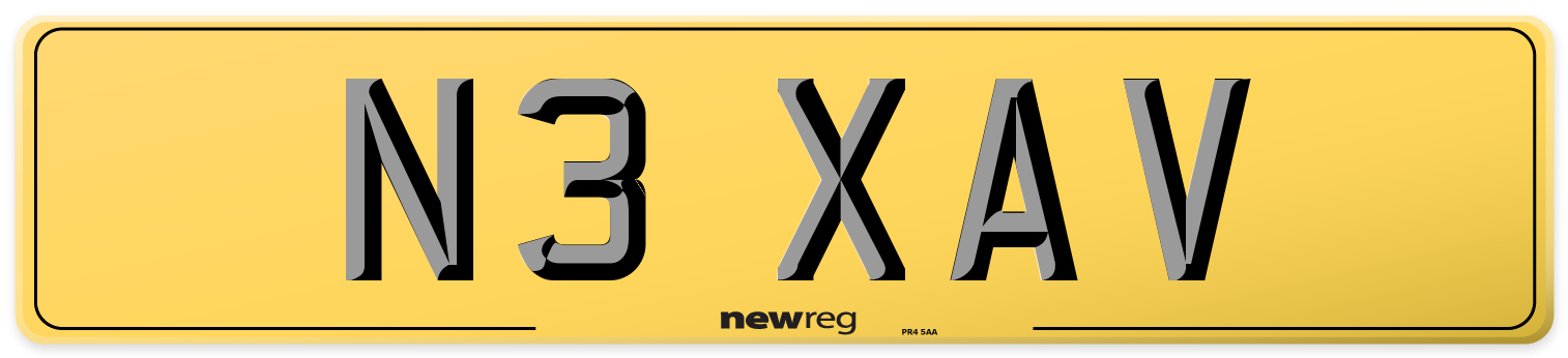 N3 XAV Rear Number Plate