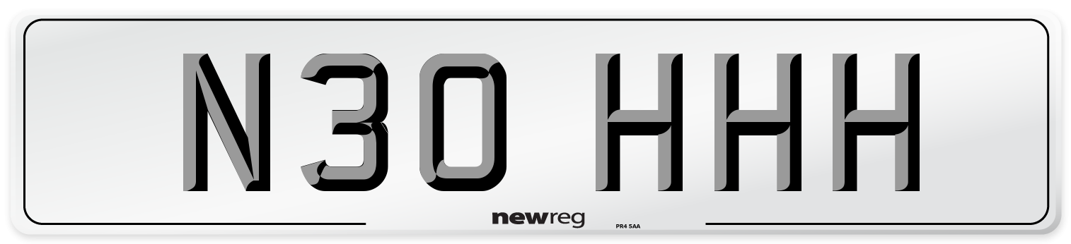 N30 HHH Front Number Plate