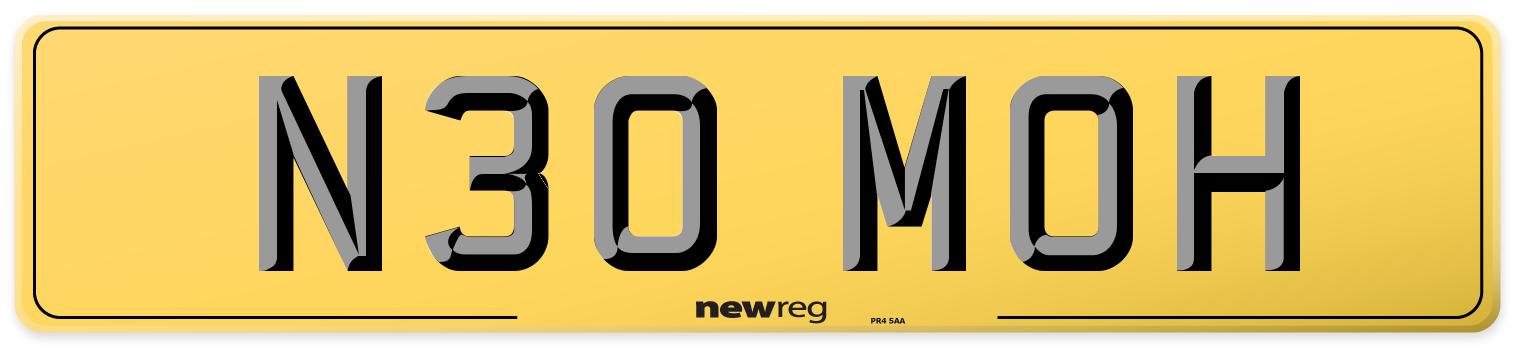 N30 MOH Rear Number Plate