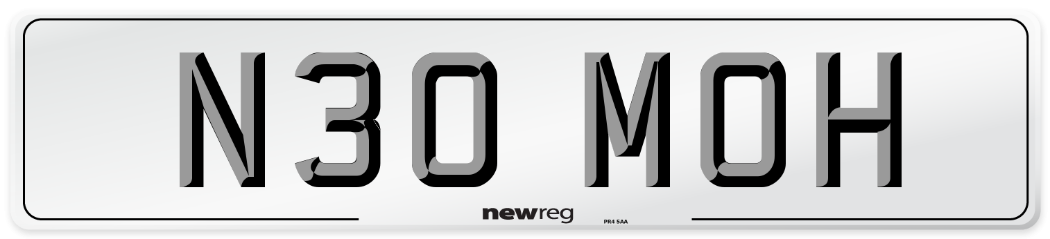 N30 MOH Front Number Plate