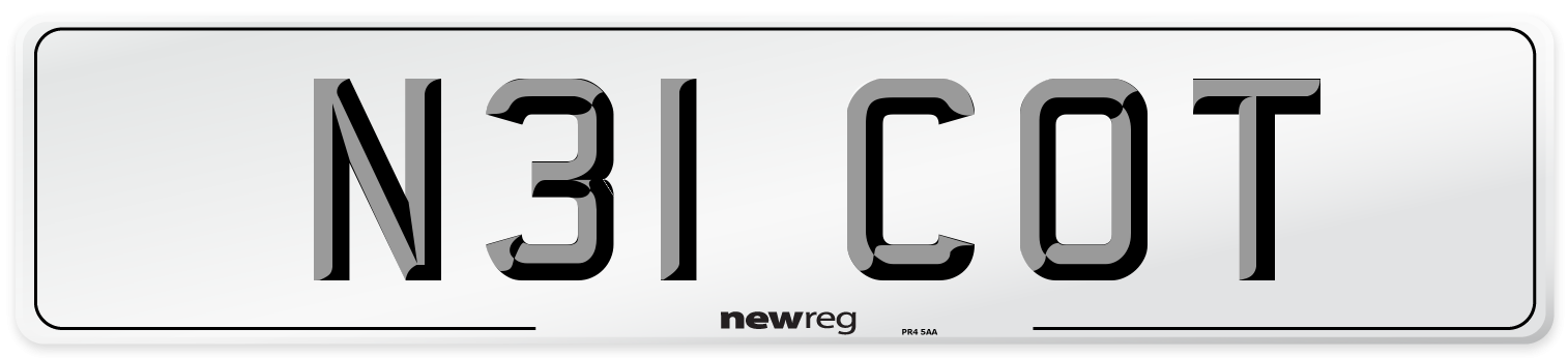 N31 COT Front Number Plate