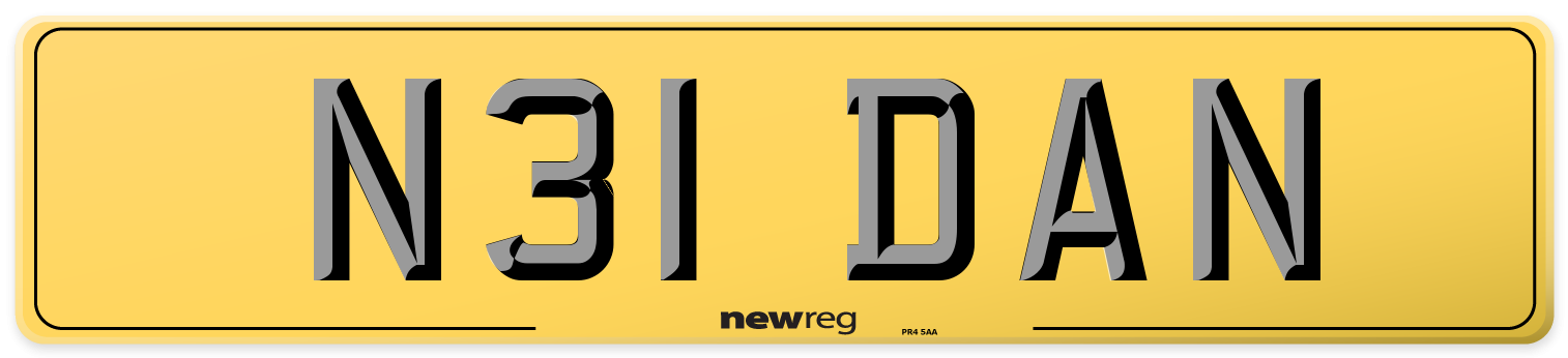 N31 DAN Rear Number Plate
