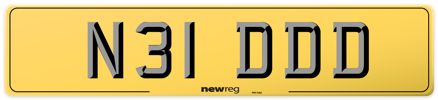 N31 DDD Rear Number Plate