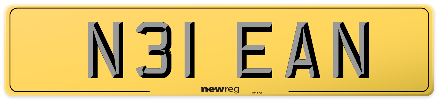 N31 EAN Rear Number Plate