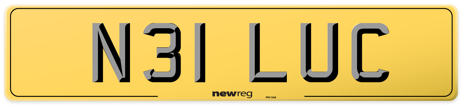 N31 LUC Rear Number Plate