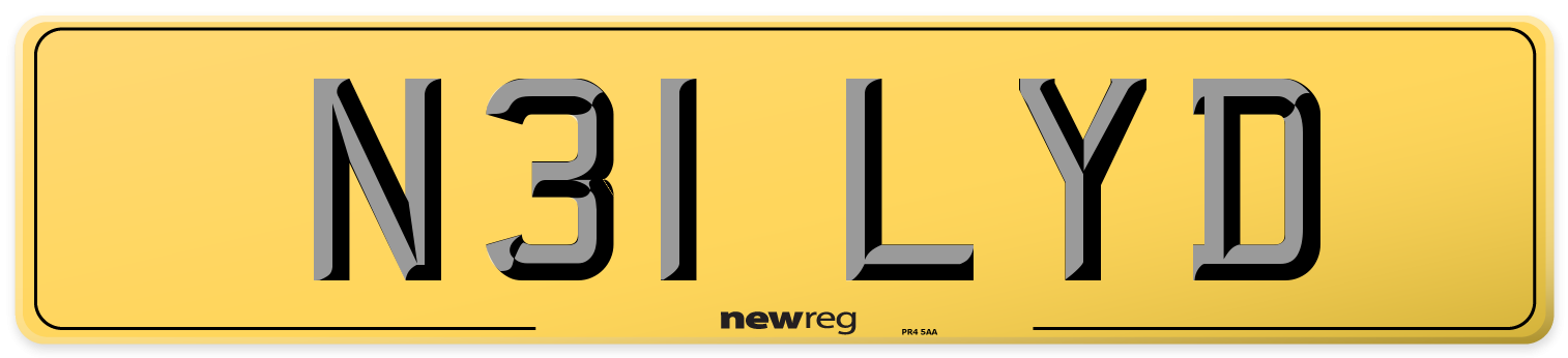 N31 LYD Rear Number Plate