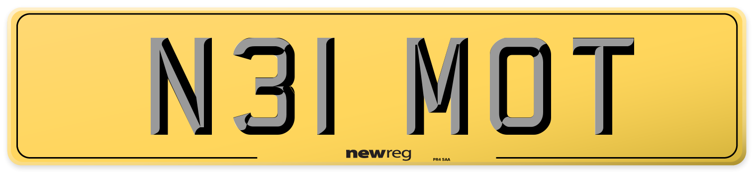 N31 MOT Rear Number Plate