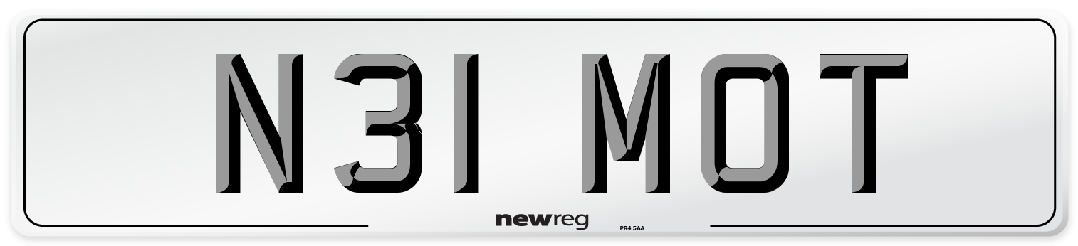 N31 MOT Front Number Plate
