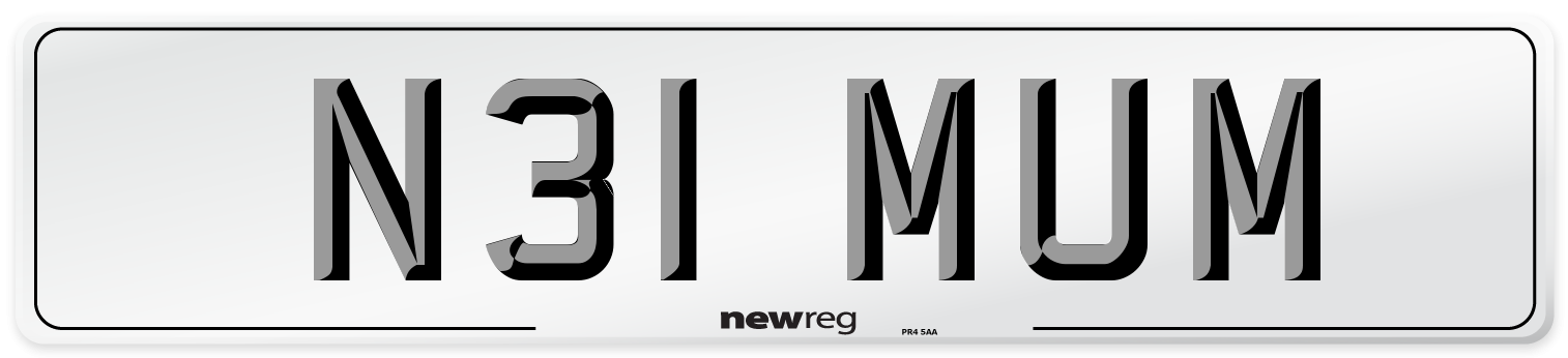 N31 MUM Front Number Plate
