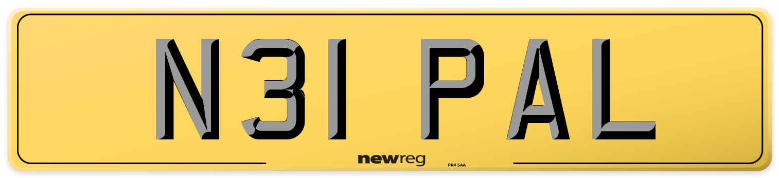 N31 PAL Rear Number Plate
