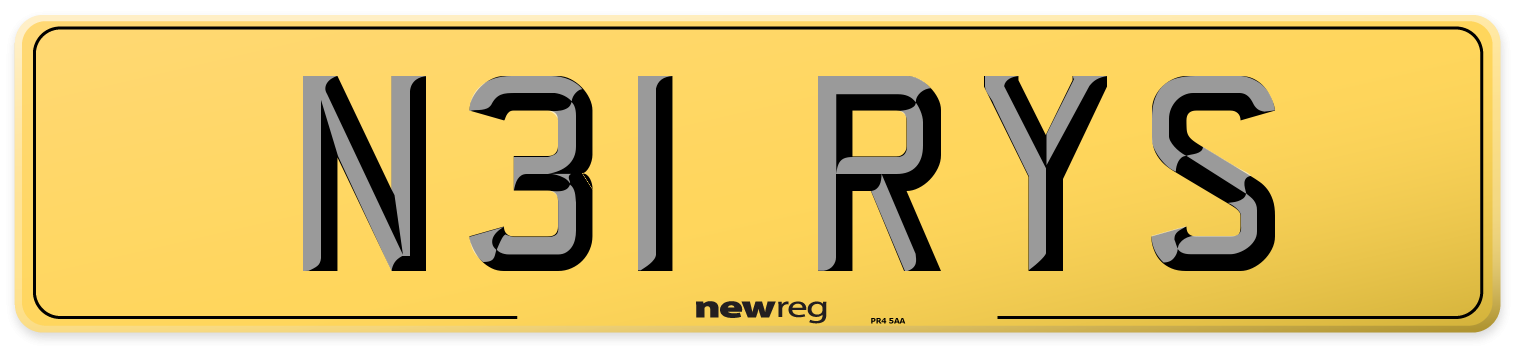 N31 RYS Rear Number Plate