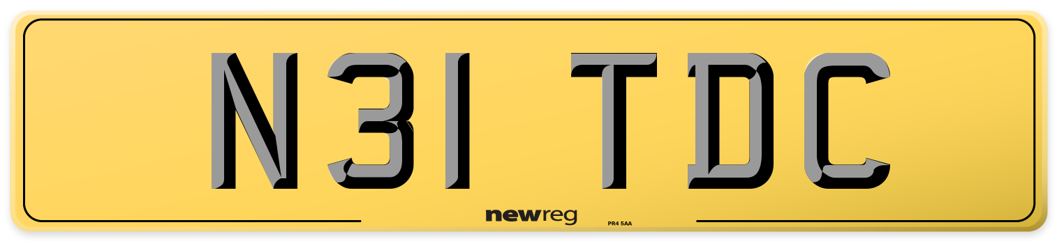 N31 TDC Rear Number Plate