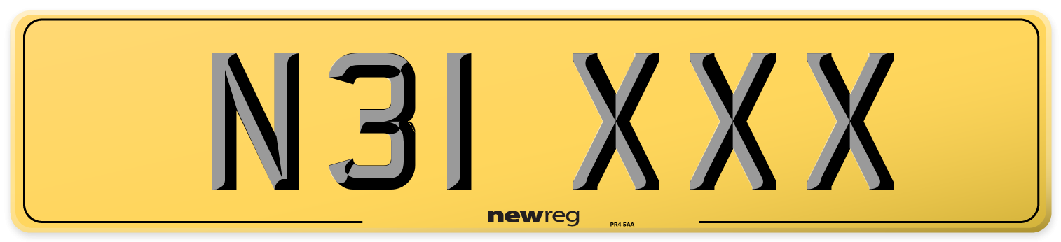 N31 XXX Rear Number Plate