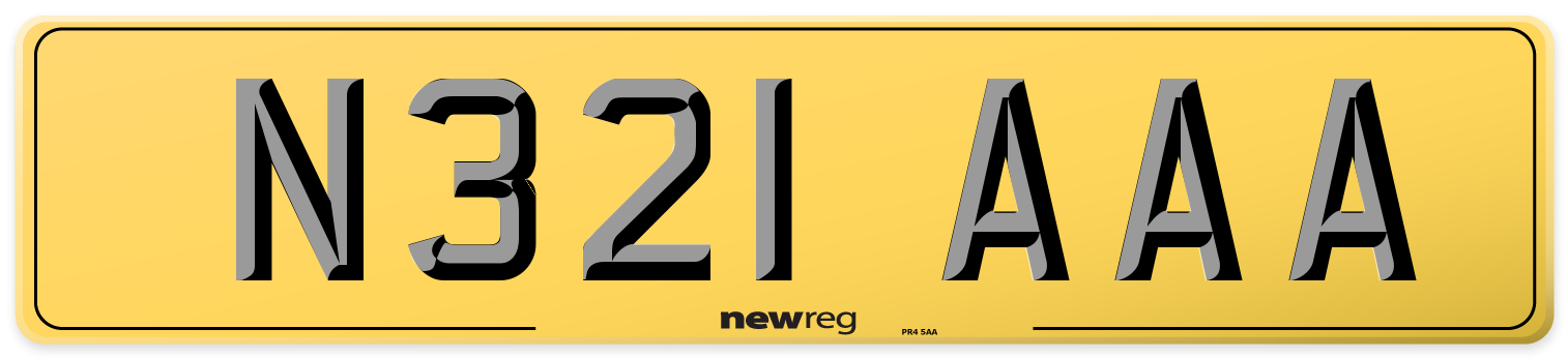 N321 AAA Rear Number Plate