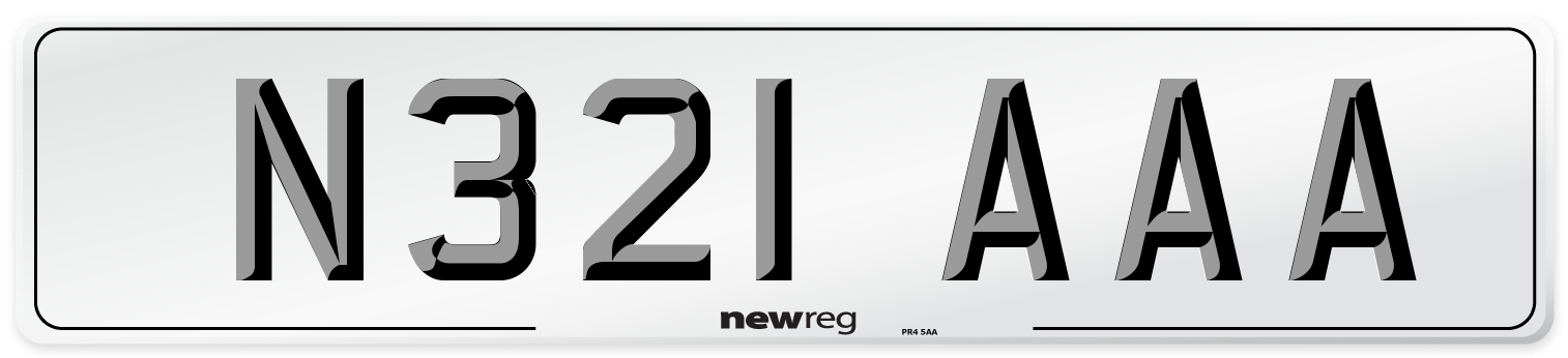 N321 AAA Front Number Plate