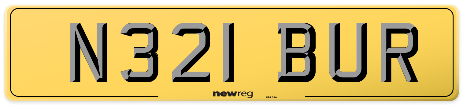 N321 BUR Rear Number Plate