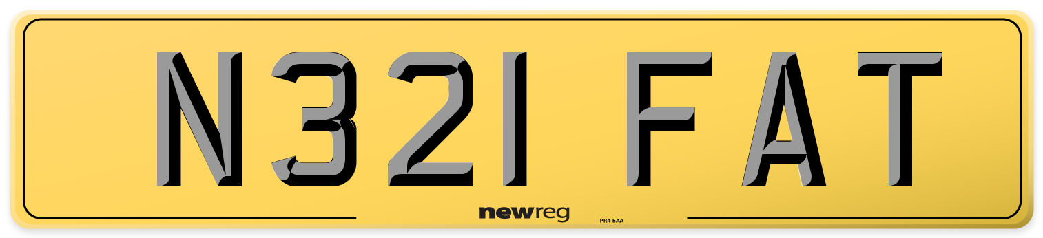 N321 FAT Rear Number Plate