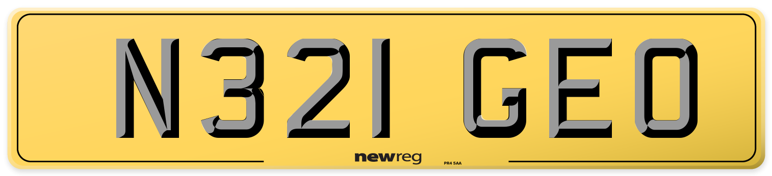 N321 GEO Rear Number Plate