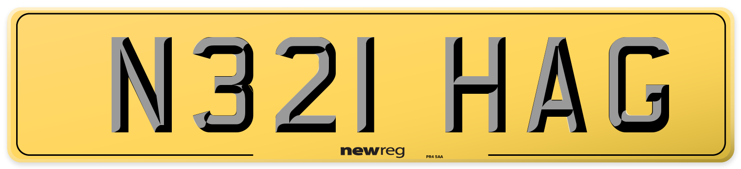 N321 HAG Rear Number Plate
