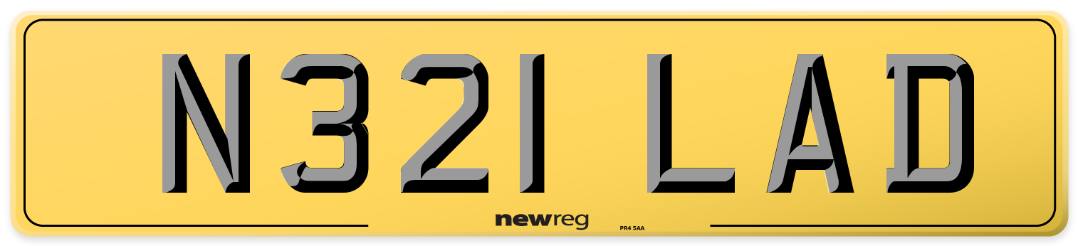 N321 LAD Rear Number Plate
