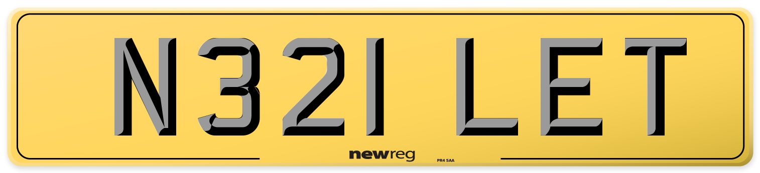 N321 LET Rear Number Plate