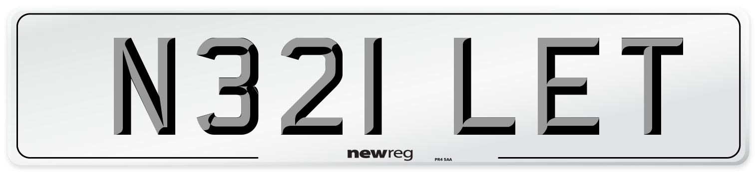 N321 LET Front Number Plate