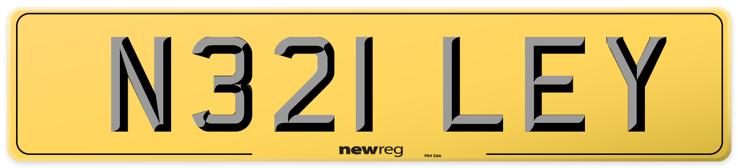 N321 LEY Rear Number Plate
