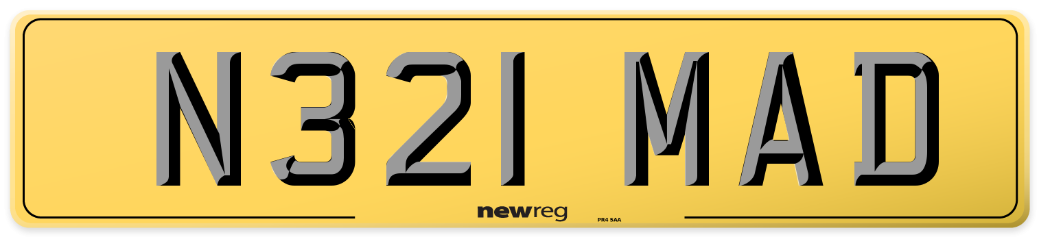 N321 MAD Rear Number Plate